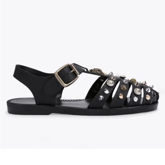 KURT GEIGER LONDON Womens Black Madelyn Round Toe Gladiator - Picture 3 of 7